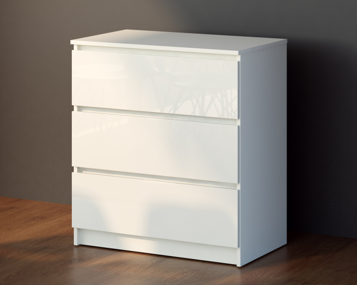 Comoda Aria  3 Sertare Alb 70x40x77 cm [5]