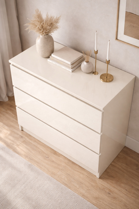 Comoda Aria  3 Sertare Alb 70x40x77 cm [4]