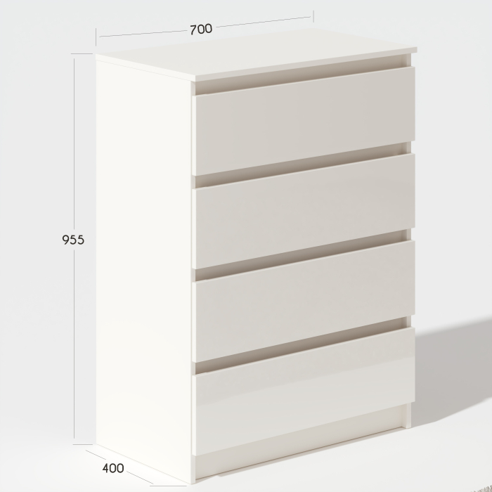 Comoda Aria 4 Sertare Alb 70x40x96 cm [8]