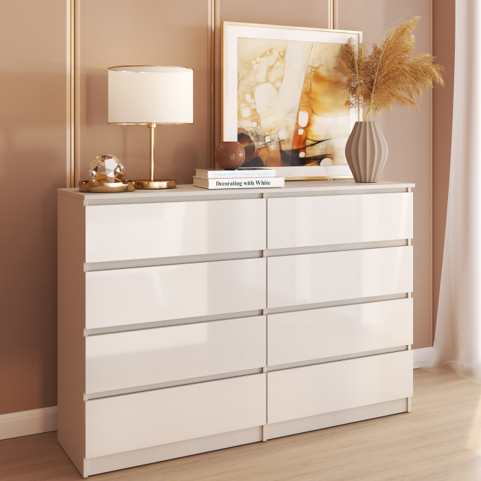 Comoda Aria  8 sertare Alb 120x40x97 cm [3]