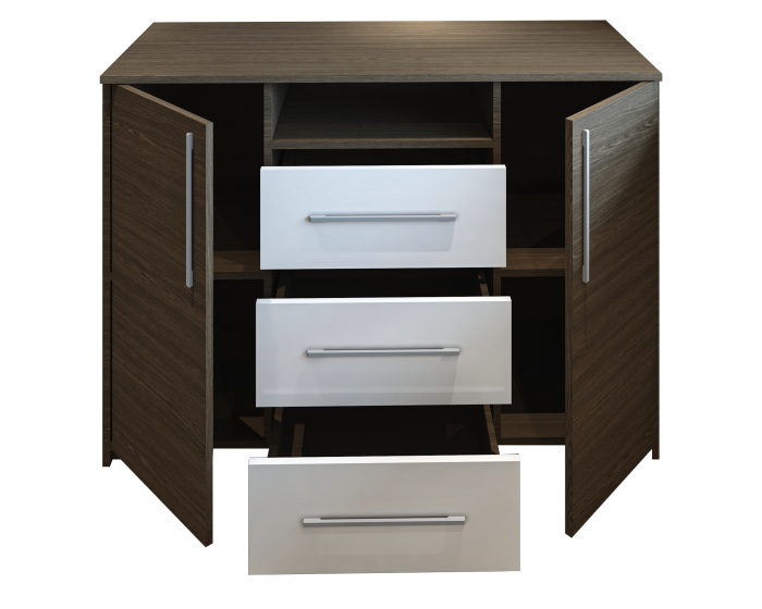 Comoda Maya, 120x45x86 cm, Wenge/Acril Alb [6]