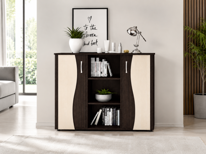 Comoda Tineret, 120x45x95 cm, Wenge+Mesteacan [2]