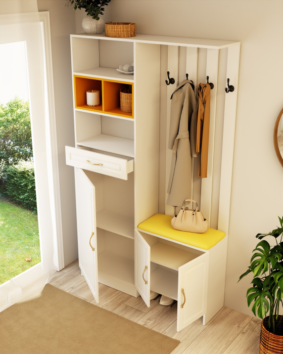 Cuier Elite Alb Galben 120x30x200 cm [5]