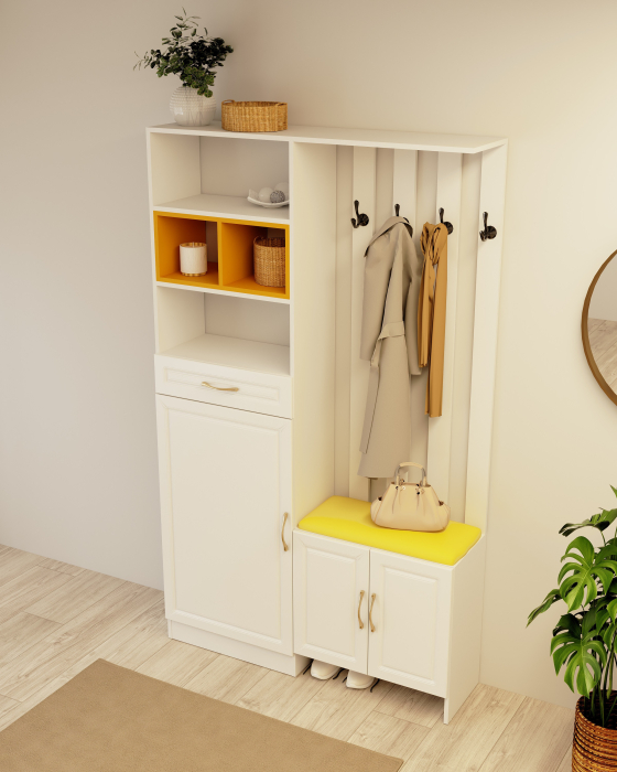 Cuier Elite Alb Galben 120x30x200 cm [4]