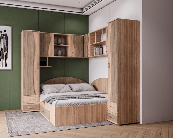 Dormitor Tineret Colt S, Sonoma-Trufe 187x51/247x200 cm [3]