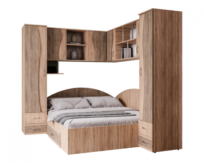 Dormitor Tineret Colt S, Sonoma-Trufe 187x51/247x200 cm [6]