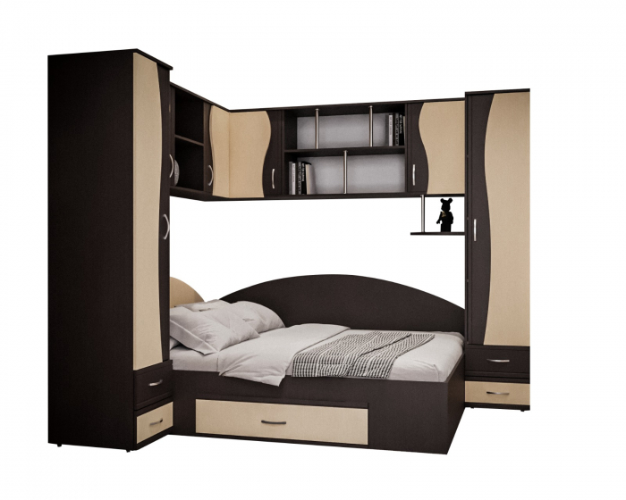 Dormitor Tineret Colt S, Wenge+Mesteacan 187x51/247x200 cm [5]