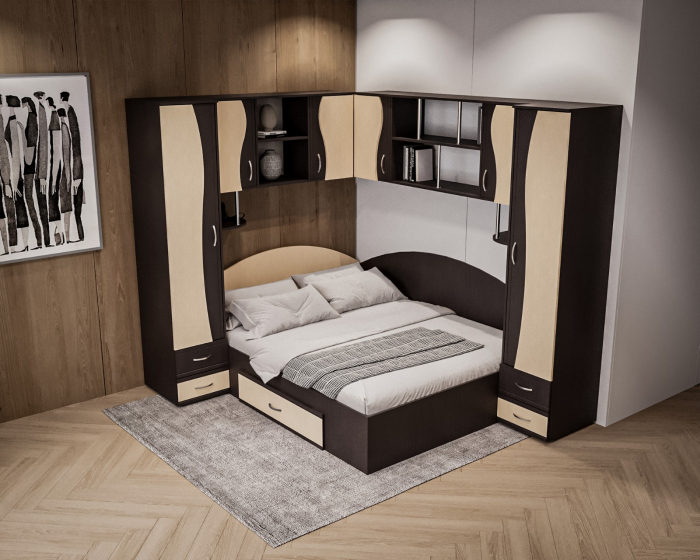Dormitor Tineret Colt S, Wenge+Mesteacan 187x51/247x200 cm [4]