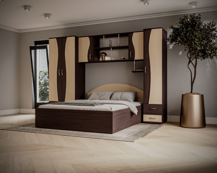 Dormitor Tineret cu D2 Wenge+Mesteacan [3]