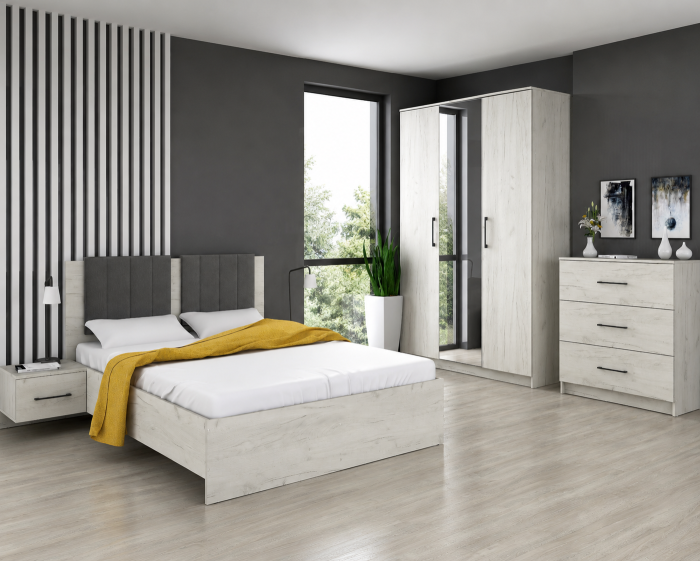 Dormitor Vera Ro, 150x56x205 cm, Stejar Alb k001