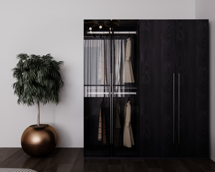 Dressing modern SAN REMO NEGRU cu iluminare LED – 180x200x60 cm, MDF 18 mm [2]