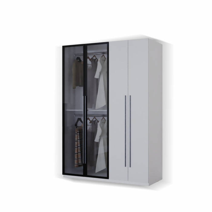 DRESSING MONTREAL MDF CULOARE ALB+GRI 140x200x55 [6]