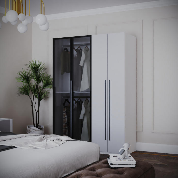 DRESSING MONTREAL MDF CULOARE ALB+GRI 140x200x55 [1]