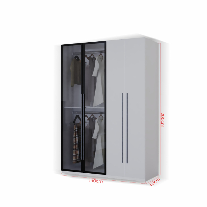 DRESSING MONTREAL MDF CULOARE ALB+GRI 140x200x55 [7]