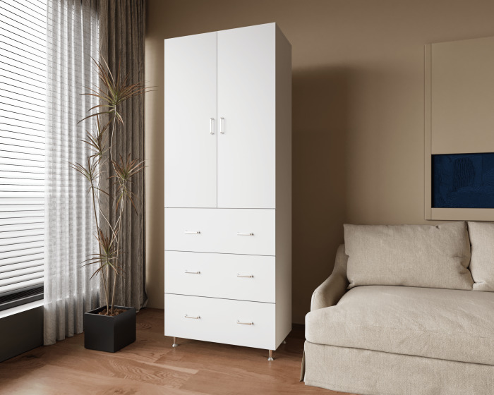 Dulap, 2U-3S, 70x35x180 cm, Alb [2]