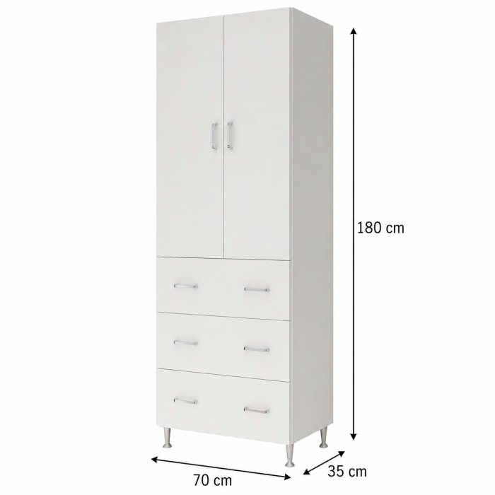 Dulap 2U 3S Alb 70x35x180 cm [7]