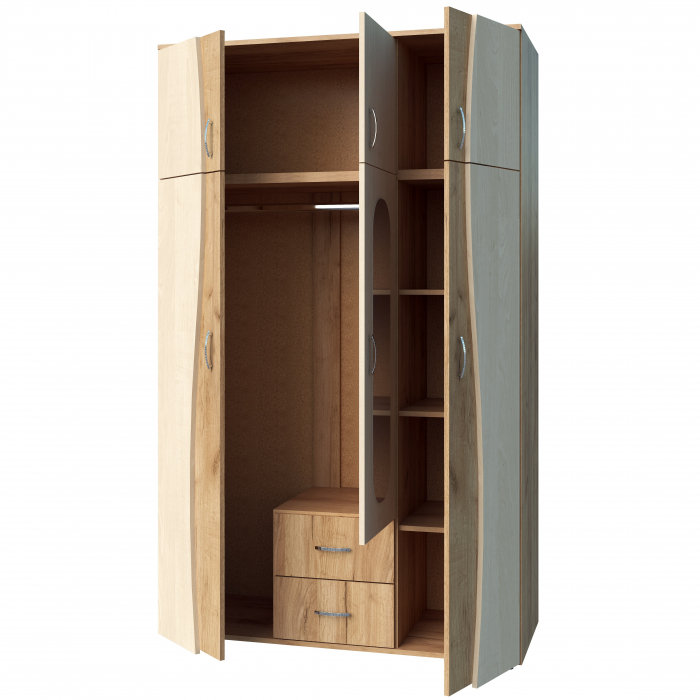 Dulap 3U S, 120x50x198 cm, K003+Mesteacan [5]