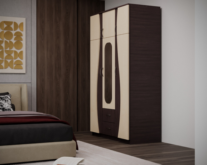 Dulap 3U "S" FS, 120x50x198cm wenge+mesteacan [3]