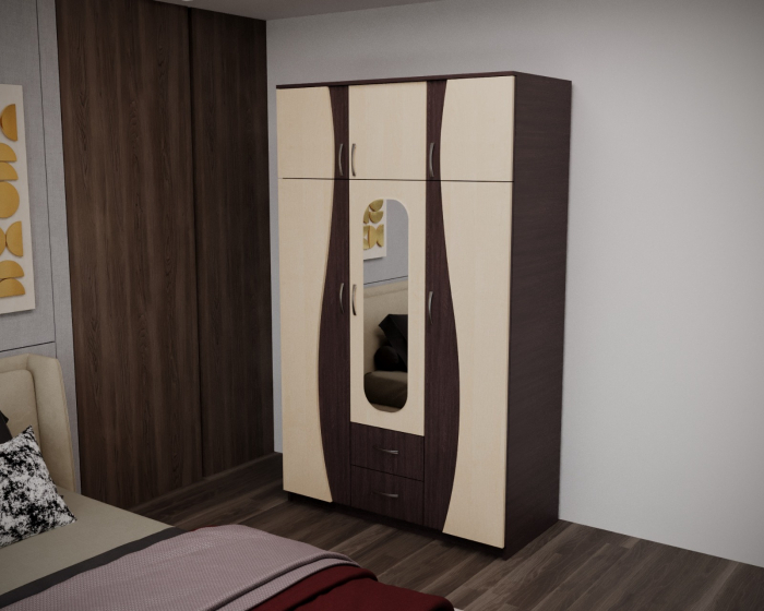 Dulap 3U "S" FS, 120x50x198cm wenge+mesteacan [2]