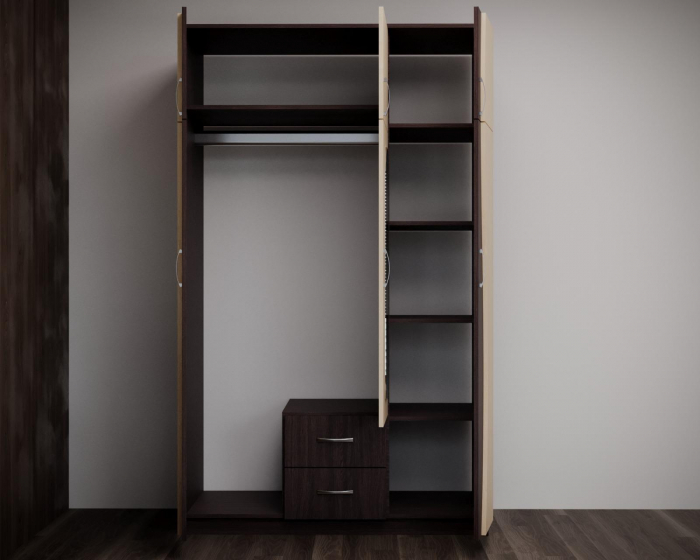 Dulap 3U "S" FS, 120x50x198cm wenge+mesteacan [5]