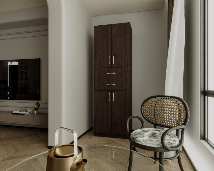 Dulap wenge pentru dormitor KSC-11 Ro, 60x37x196 cm cu 2 sertare [3]