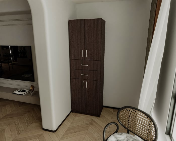 Dulap wenge pentru dormitor KSC-11 Ro, 60x37x196 cm cu 2 sertare [1]