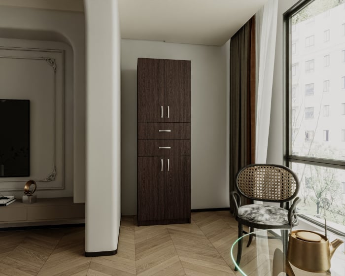 Dulap wenge pentru dormitor KSC-11 Ro, 60x37x196 cm cu 2 sertare [2]