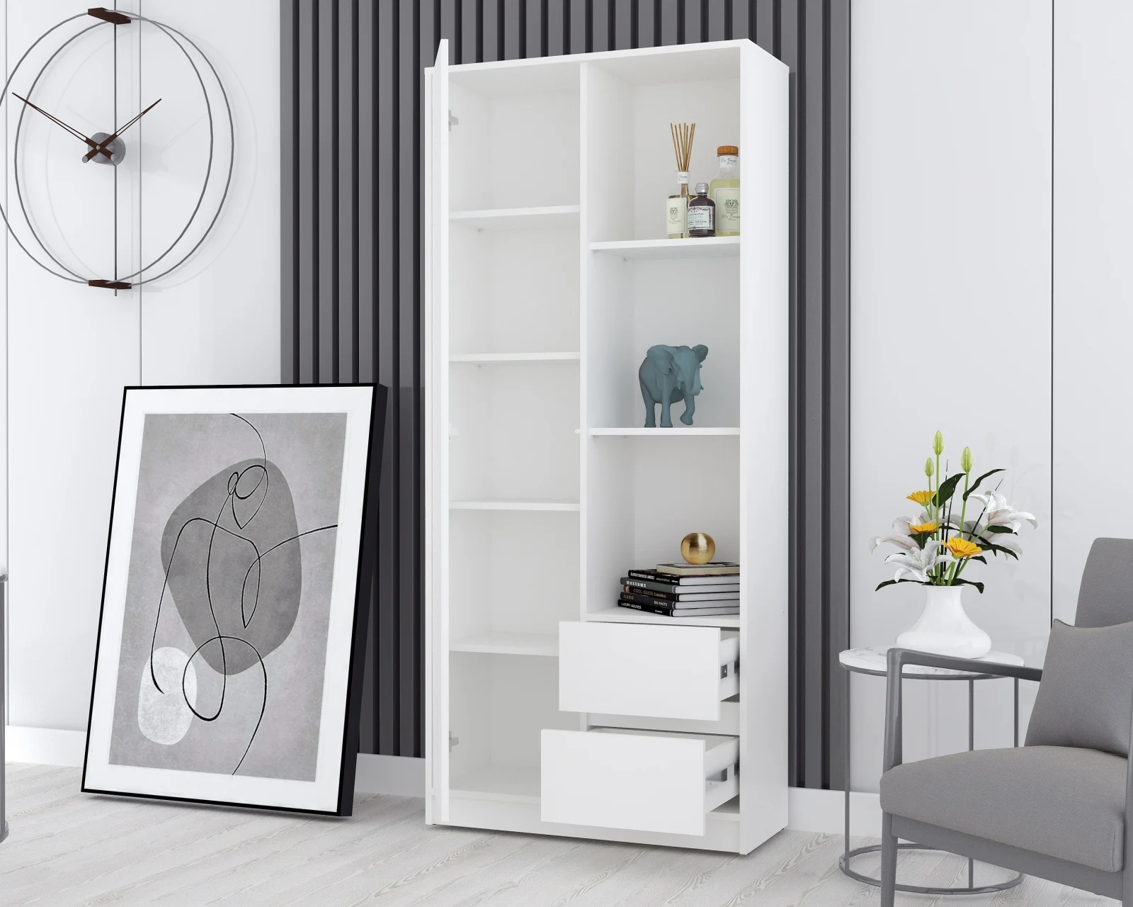 Dulap MP1 1U 2S Alb 80x33x180 cm [2]