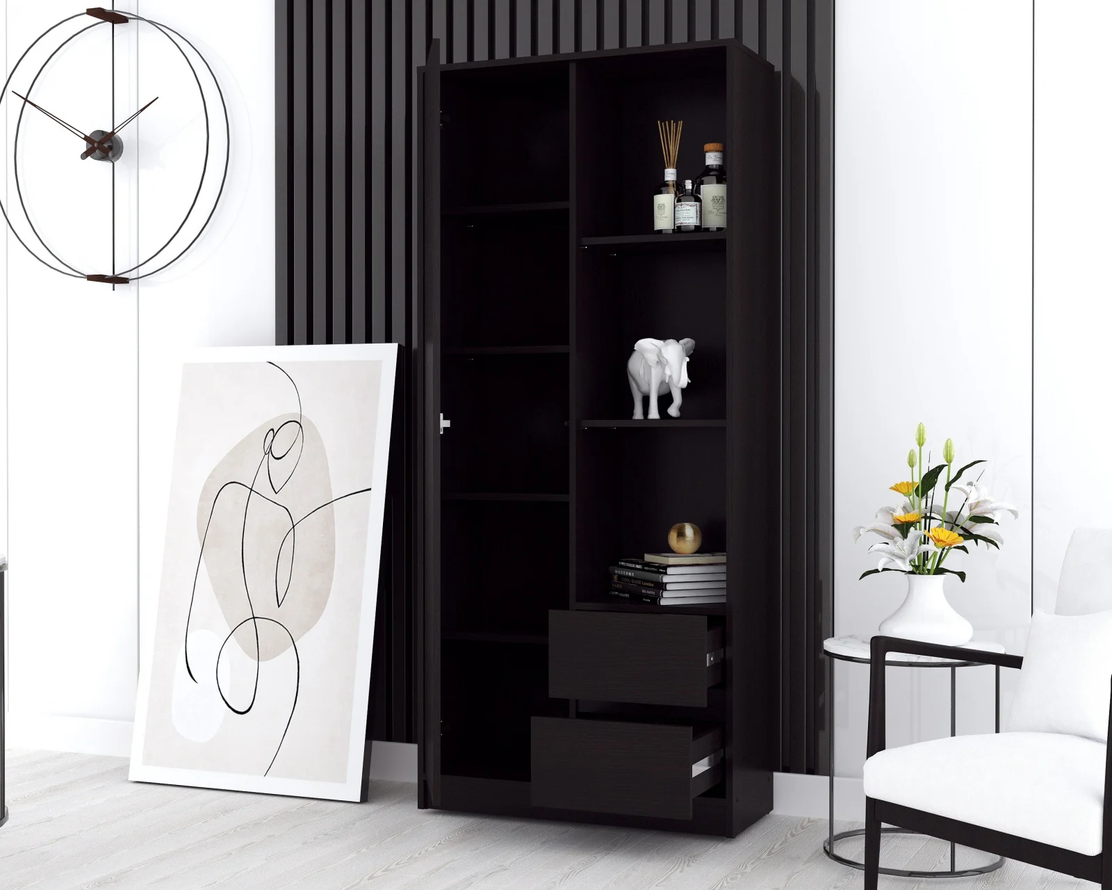 Dulap MP1 1U 2S  Wenge 80x33x180 cm [2]