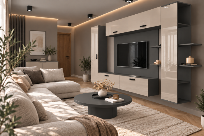 Living MP1 Antracit + Acril alb, cappuccino Antracit+Cappuccino [5]