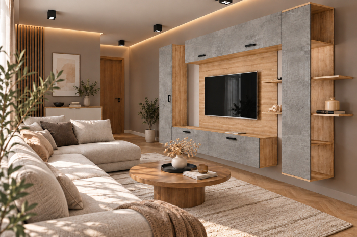 Living MP1 Sonoma + Pal alb, antracit, gri ciment Sonoma+Gri ciment [3]