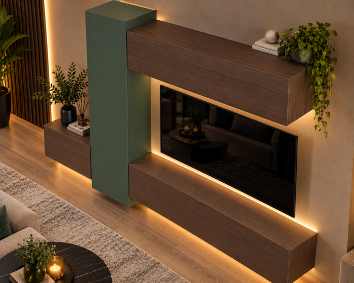Living MP6 Stejar K696 Umber Primavera + Kasmir, Smoke Green, Antracit Stejar K696 Umber Primavera+K521 Smoke Green [3]