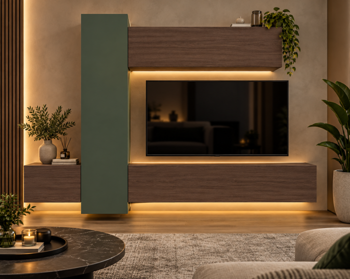 Living MP6 Stejar K696 Umber Primavera + Kasmir, Smoke Green, Antracit Stejar K696 Umber Primavera+K521 Smoke Green [2]