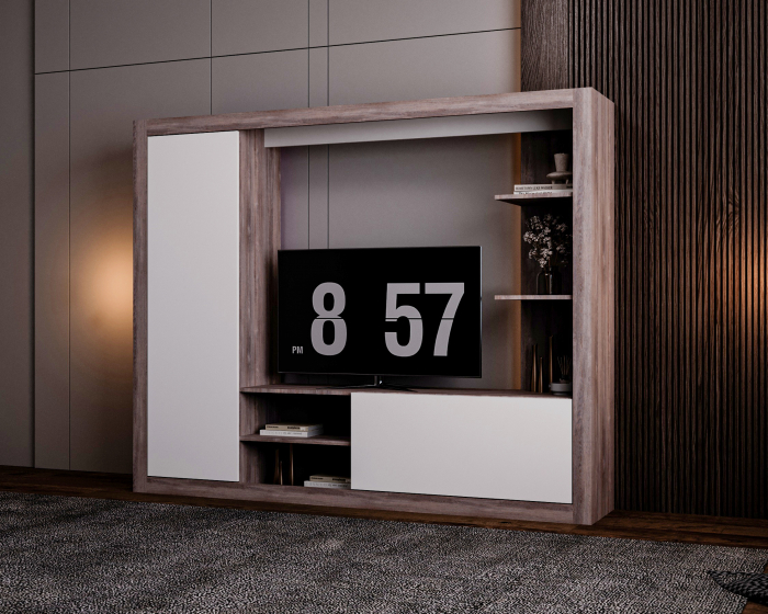 Living Rona Stejar Gri + Alb 200x36x160 cm [2]
