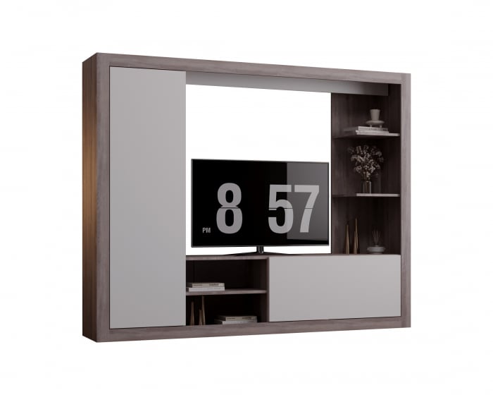 Living Rona Stejar Gri + Alb 200x36x160 cm [6]