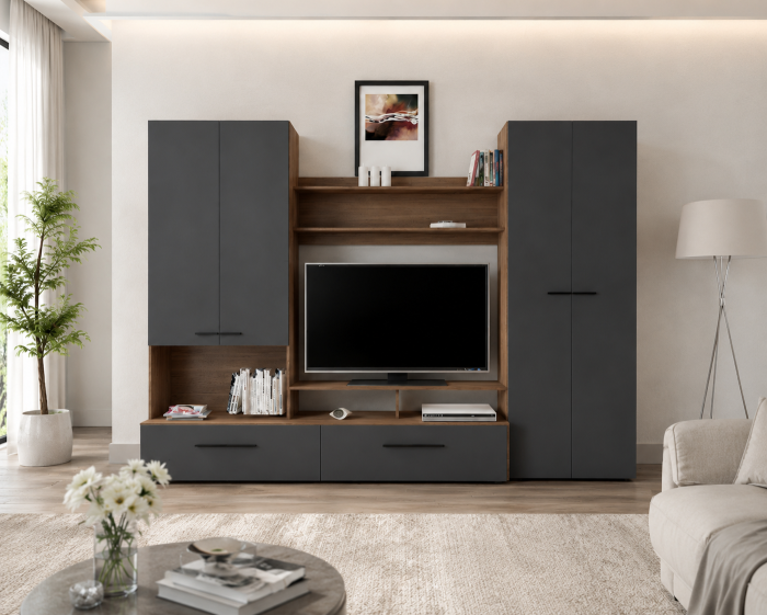 Living Verona Nuc+Antracit, 279x45x200cm [3]