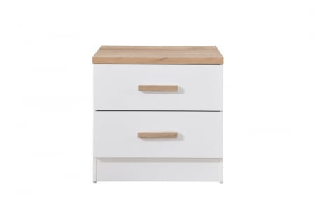 Noptiera Luna cu 2 sertare, culoare Alb+Sonoma, 50x40x50cm [1]