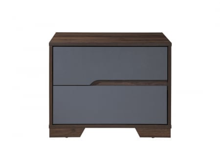 Noptiera Nora cu 2 sertare, culoare Gri + Nuc, 60x45x47cm [1]