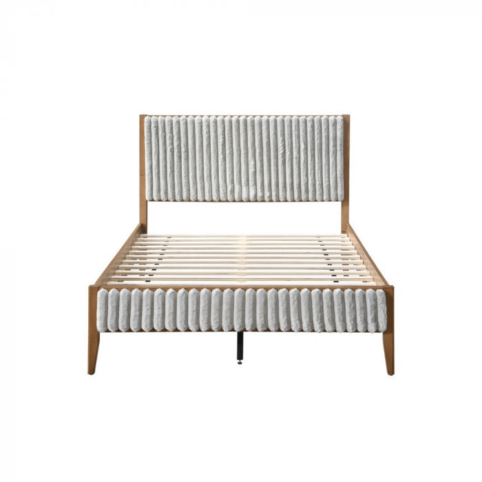 Pat tapitat din lemn Siera 140x200 culoare Gri [3]