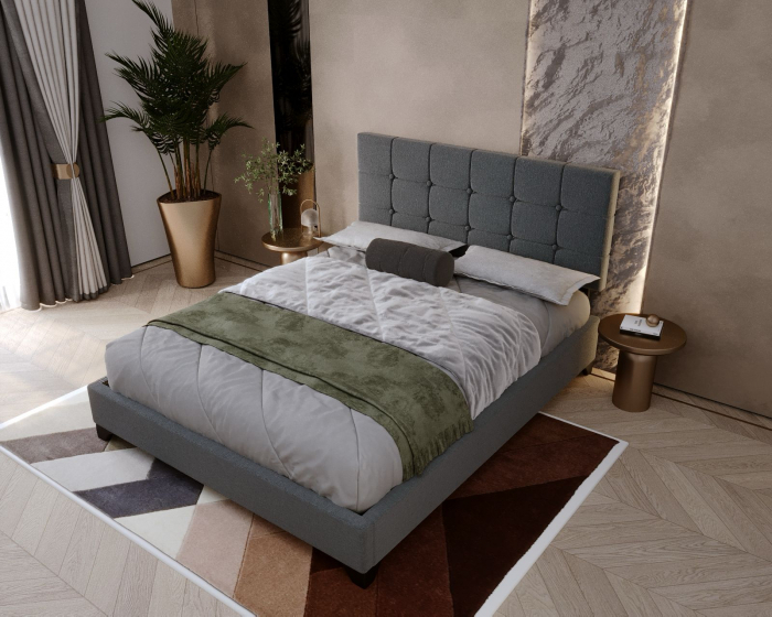 Pat tapitat Modern 90x200cm, suport saltea inclus, culoare Gri [4]