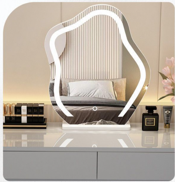 Set AMY 5, Masă de toaletă 100x40x76 pentru machiaj cu oglindă iluminată LED, Scaun INCLUS. [2]