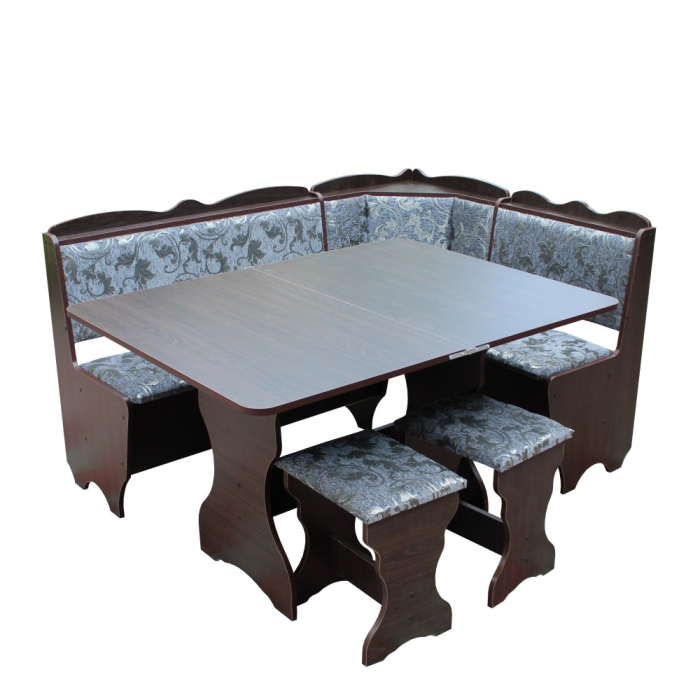 Set coltar bucatarie Rodos + Masa extensibila si 2 Tabureti wenge [2]