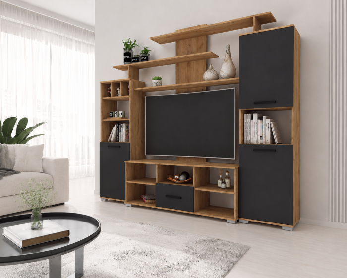 Set living Geo, 247x45x210 cm, stejar k003 / antracit [3]