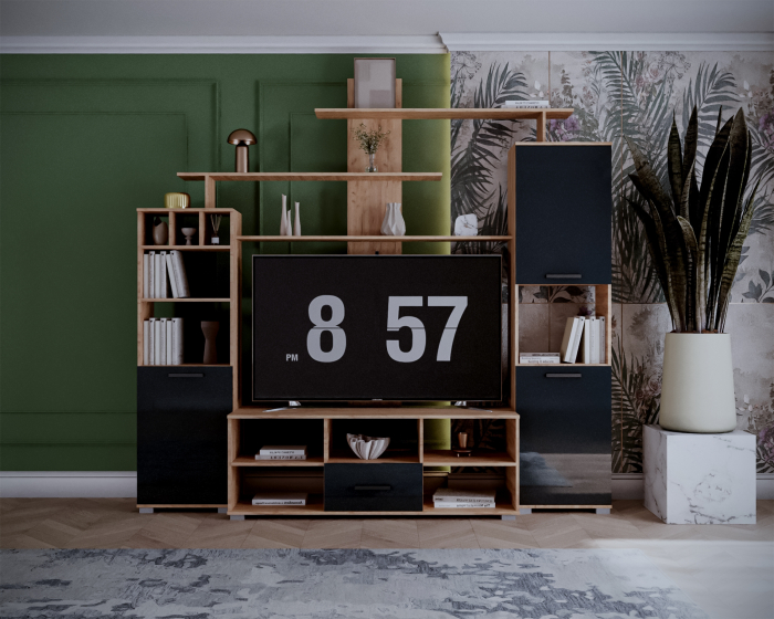 Set living Geo , 247x45x210 cm, stejar k003 / antracit [1]