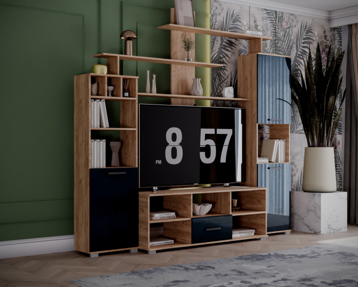 Set living Geo , 247x45x210 cm, stejar k003 / antracit [4]