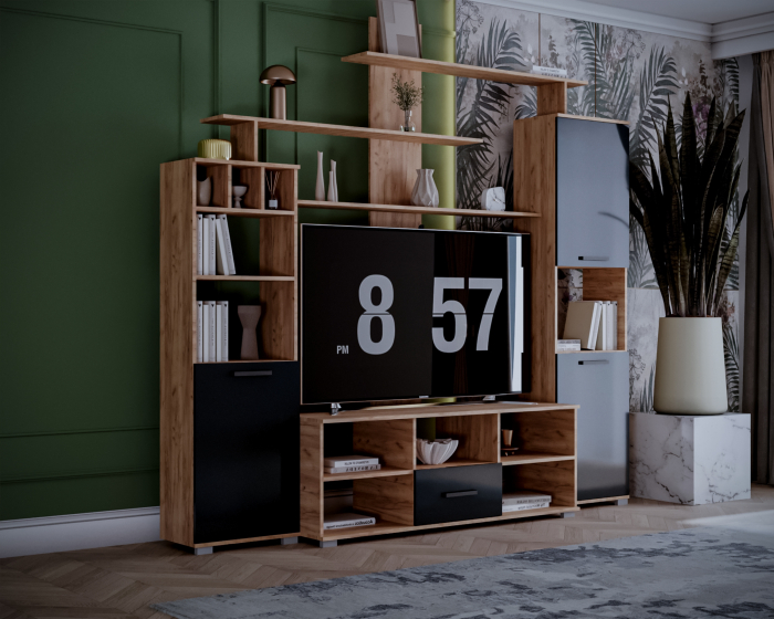 Set living Geo , 247x45x210 cm, stejar k003 / antracit [2]