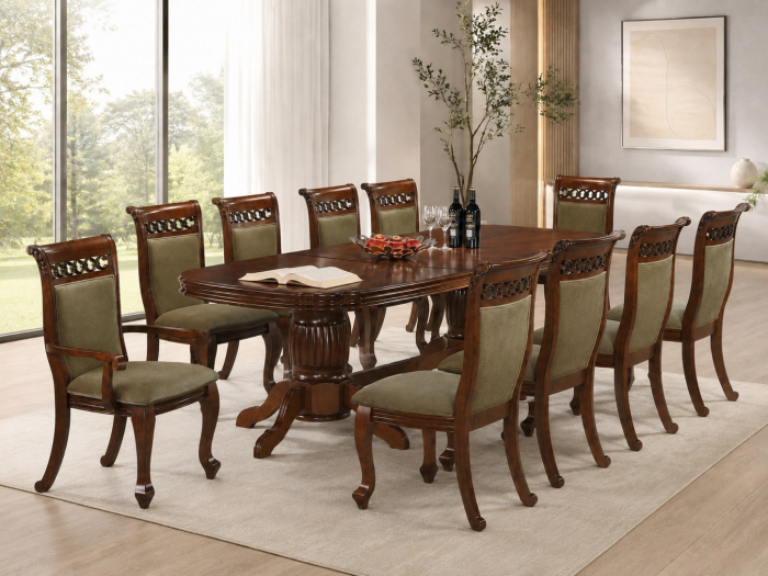 Set masa ACELIA cu 10 Scaune Antique Cherry [2]