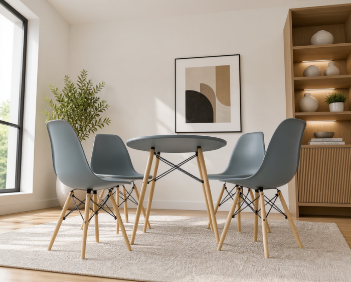 Set Masa DA151Grey  80x75 cm cu 4 Scaune DA232 Grey 46x55x83 cm [4]
