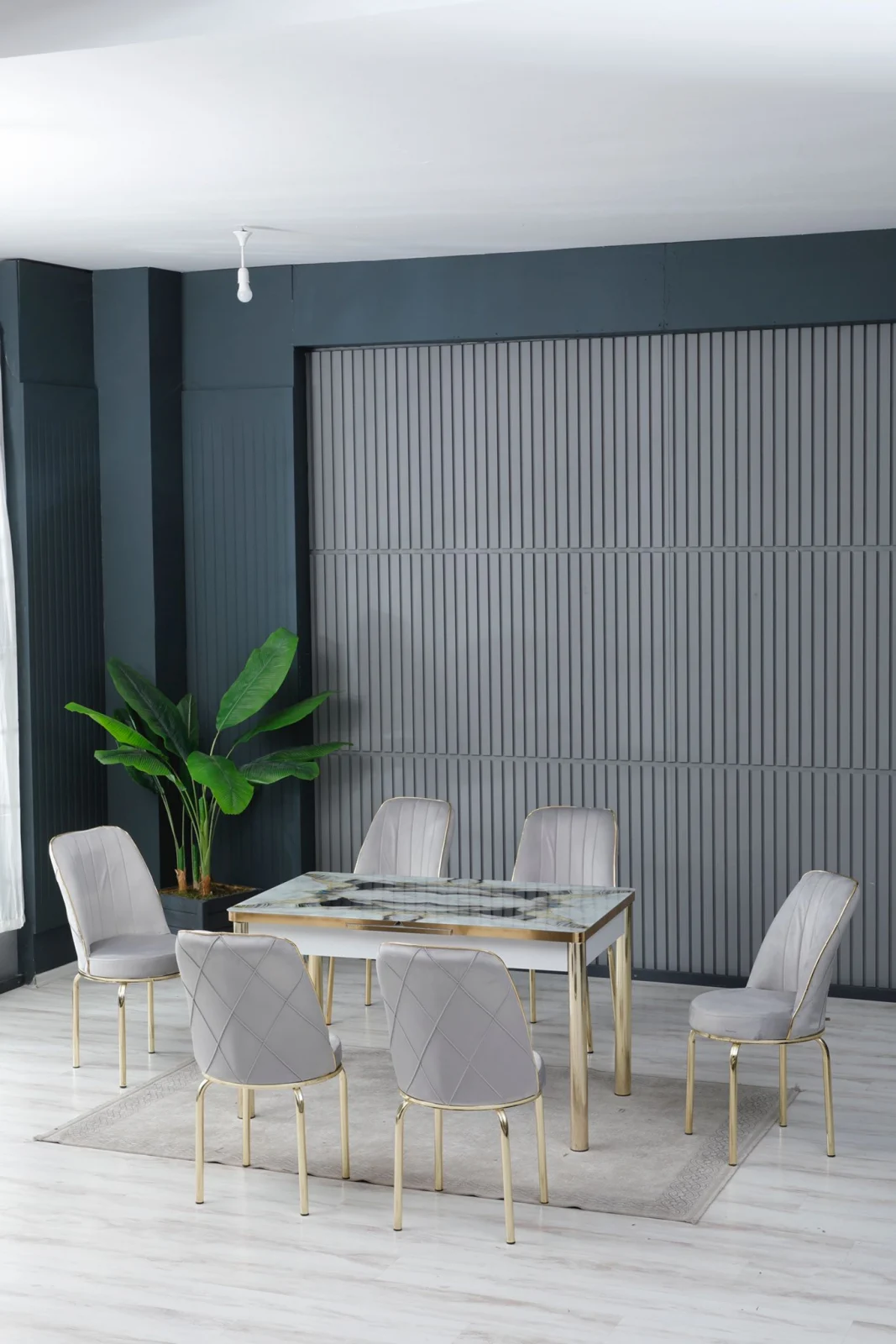 Set masa extensibila cu 6 scaune Lux Culoare GRI [1]