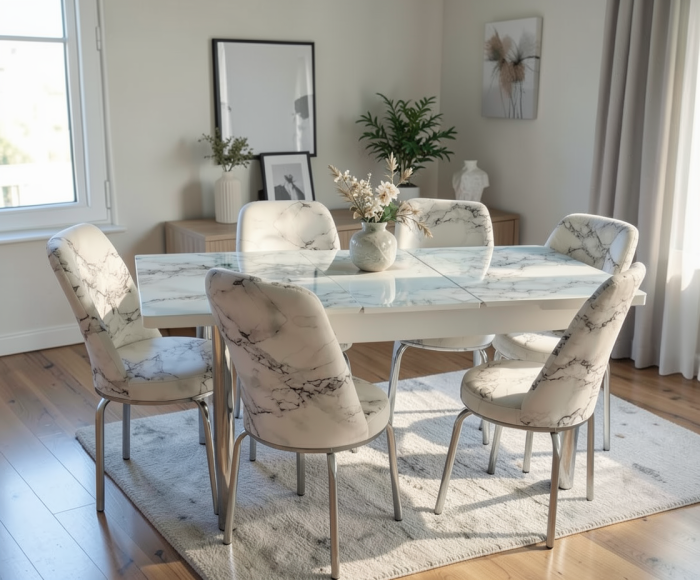 Set masa KORS cu 4 scaune 6012 Wenge Crem [15]